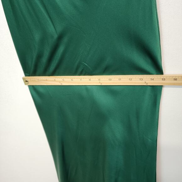 Mac Duggal Satin Maxi Dress Formal Prom Gown Size 8 Emerald Green One Shoulder - Picture 16 of 16